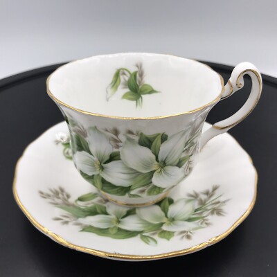 Royal Adderley TRILLIUM Cup Saucer Set Canadian Provincial Flowers Bone China