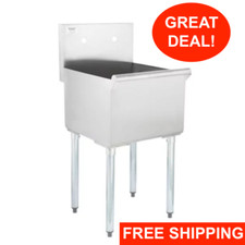 18" x 18" x 13" Stainless Steel Commercial Utility Sink Prep Hand Wash Mop Clean