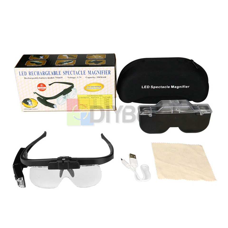 Magnifying Glass Headset USB Rechargeable Head Magnifier w/LED Light for reading - Image 2 of 4
