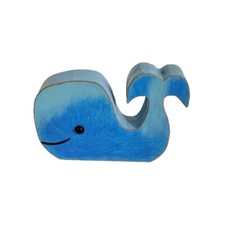 Baby Blue Whale Home Decor Wooden Style Figure Distressed Ocean Sea Nautical