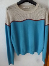 Schumacher Pullover, Wolle/Kaschmir,  Gr. 2, Türkis/Creme,  Topzustand