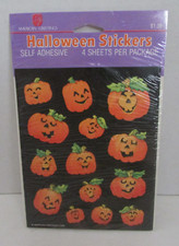 VINTAGE 90's AGC Halloween Stickers Jack 'o Lantern Pumpkin NIP