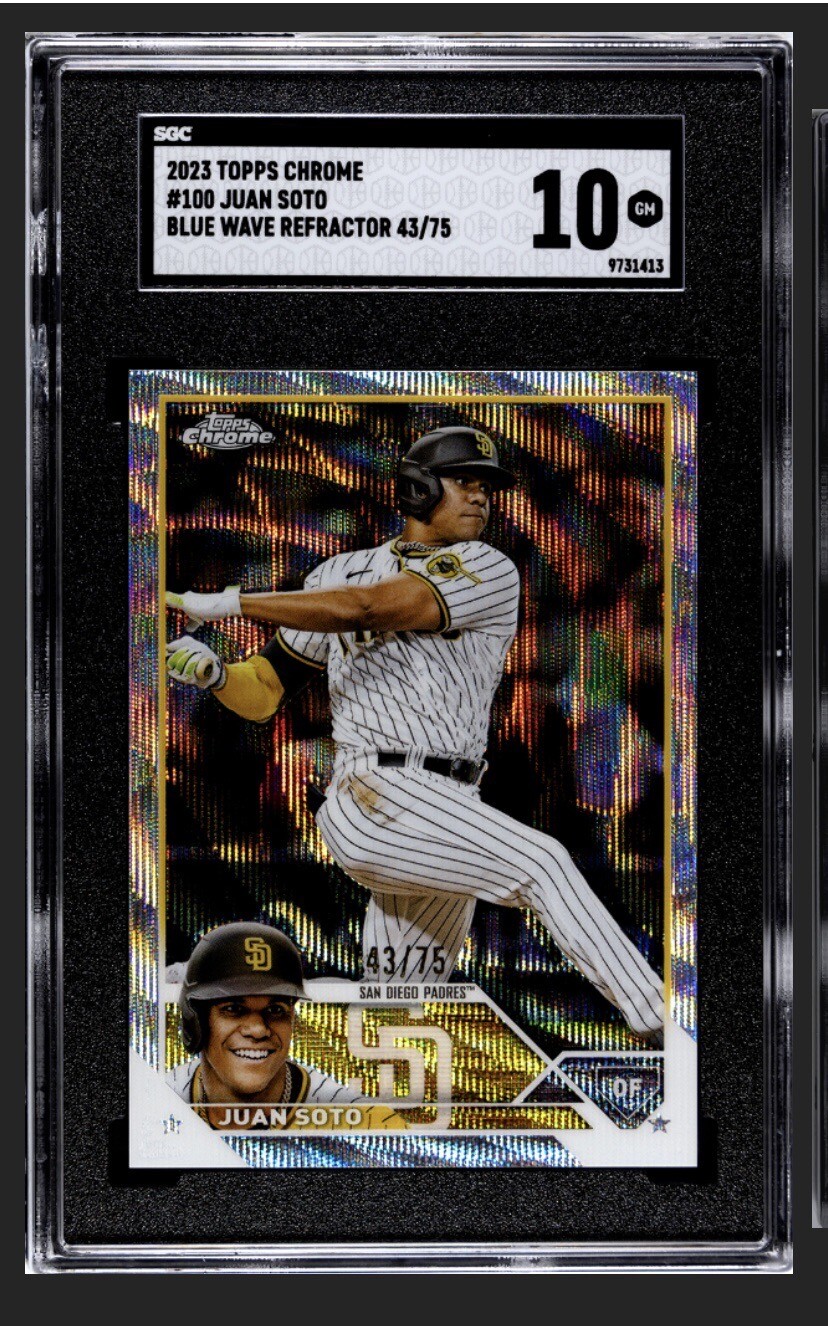 🔥2023 Topps Chrome Juan Soto #100 Blue Wave Refractor #’d/75 SGC 10🔥MVP🔥