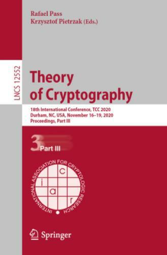 Thumbnail - Theory Of Cryptography 18th International Conference, Tcc 2020,