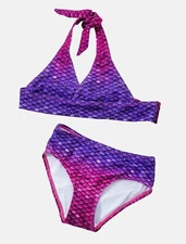 Sun Tail  Mermaid Scale Bikini Bathing Suit 2 piece set (Bali Blush)