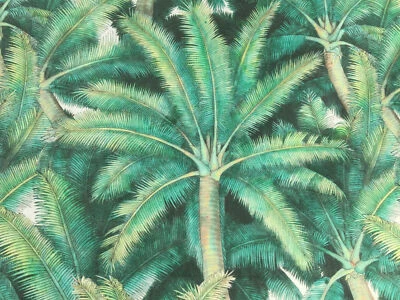 PALMS Palm Leaf Tree Fabric Tropical Leaves Curtain Material -54'' wide Green - Image 1 of 4