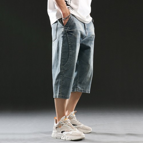 Pantalones cortos de mezclilla sueltos debajo de la rodilla 3/4 capri para hombre - Imagen 9 de 10