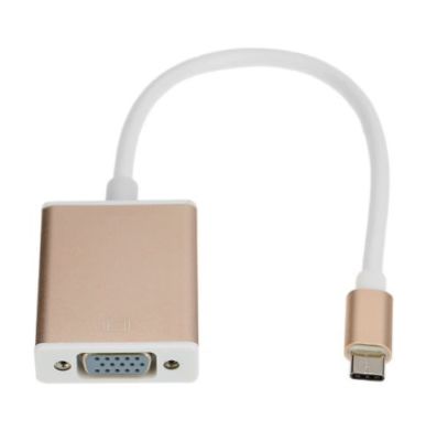 USB 3.1 Type C USB-C to VGA Adapter MHL Cable Gold 1080P 4K Chromebook Pixel 