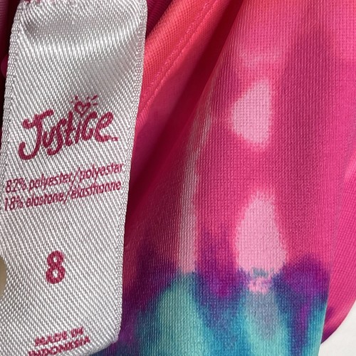 Justice Tankini Swim Top Girls Size 8 Pink Flip Sequin Bikini - Picture 5 of 5