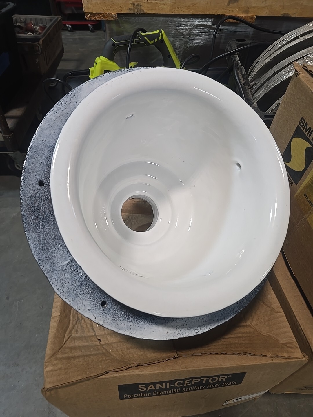 J.R. Smith sani-ceptor  porcelain enamel sanitary floor Sink W/ Cover 3060Y04-10