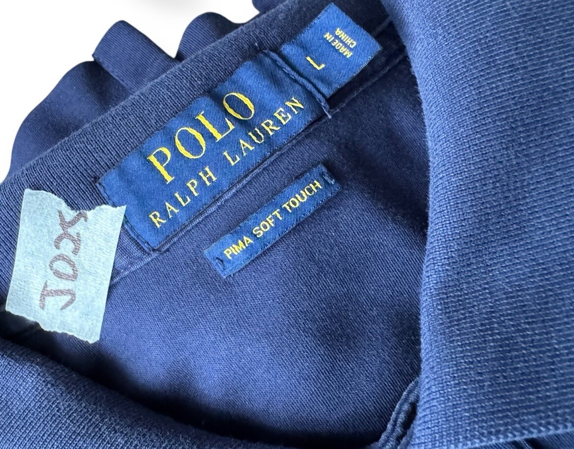 POLO RALPH LAUREN Mens Pima Soft Touch Polo Shirt Size Large Blue Short Sleeve image 4