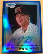 2010 Bowman Chrome MIKE FOLTYNEWICZ RC Braves Blue Refractor Autograph Auto /150