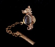 Vintage 14k Gelbgold Schwarz Star Saphir Seep...