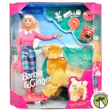 Barbie and Ginger Pet Dog Doll Set with Accessories 1997 Mattel 17116
