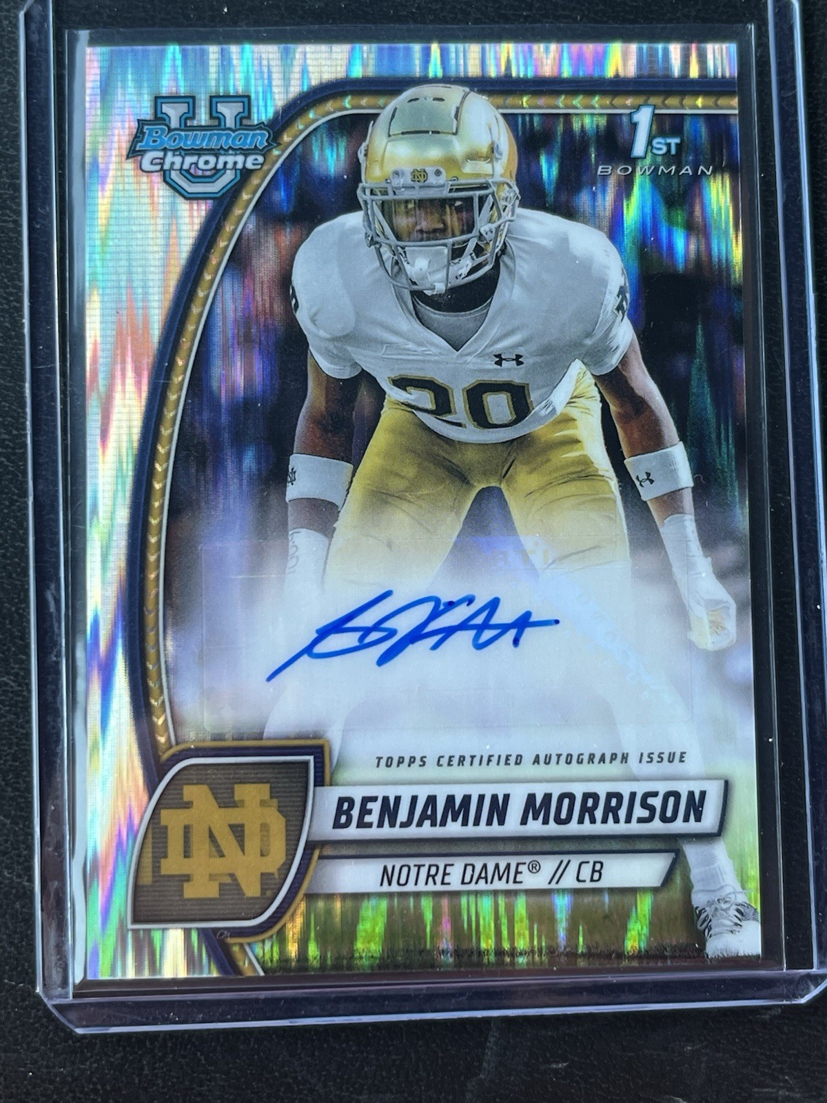 2024 Bowman Chrome U Benjamin Morrison Prospect Auto Stealth Refractor #PA-BMO