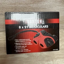 IRONTON 8 X 21 Red Binoculars By Norther Tool Pocket-Sized 44036 With Case