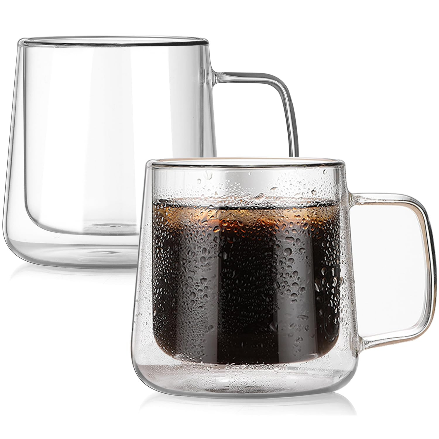 Extra Large Thicken Double Wall Glasses Coffee Mugs Tea Cups set of 2, 24OZ I...