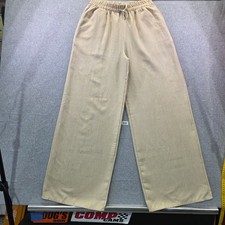 PrettyLittleThing Beige Wide Leg Textured Drawstring Pants Womens Size 6