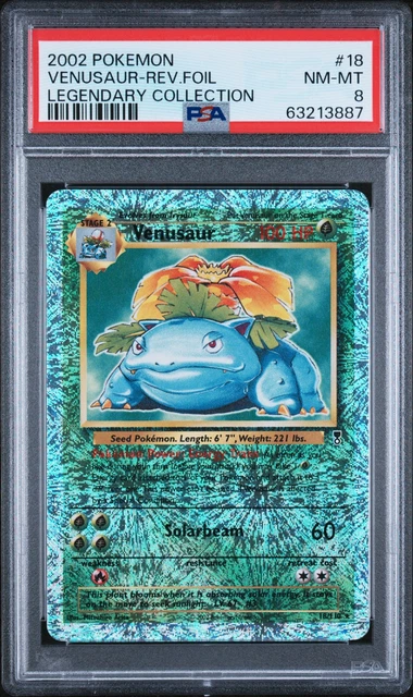 2002 POKEMON LEGENDARY COLLECTION #18 VENUSAUR-REVERSE FOIL PSA 8