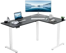 VIVO Black / White Electric 63" x 47" Corner Standing Desk