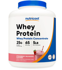 Nutricost Whey Protein Concentrate Strawberry Milkshake, 5 lb 13.59 per gallon