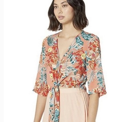 BCBG MAXAZRIA Multicolor Tropical Crop Top Multicolor Women s Size XS Resort