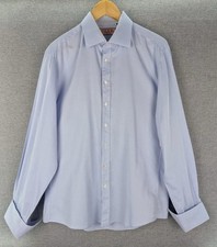 Thomas Pink Cotton Dress Shirt Light Blue Mens  16.5" French Cuffs Slim Fit