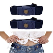2Pcs Invisible Side Belt No Buckle Belt Women and Men,Without Buckle Elastic ...