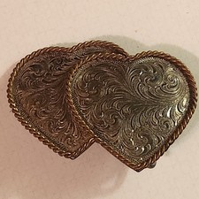 Double Heart Shaped Silver Plated Montana Silversmiths Belt Buckle