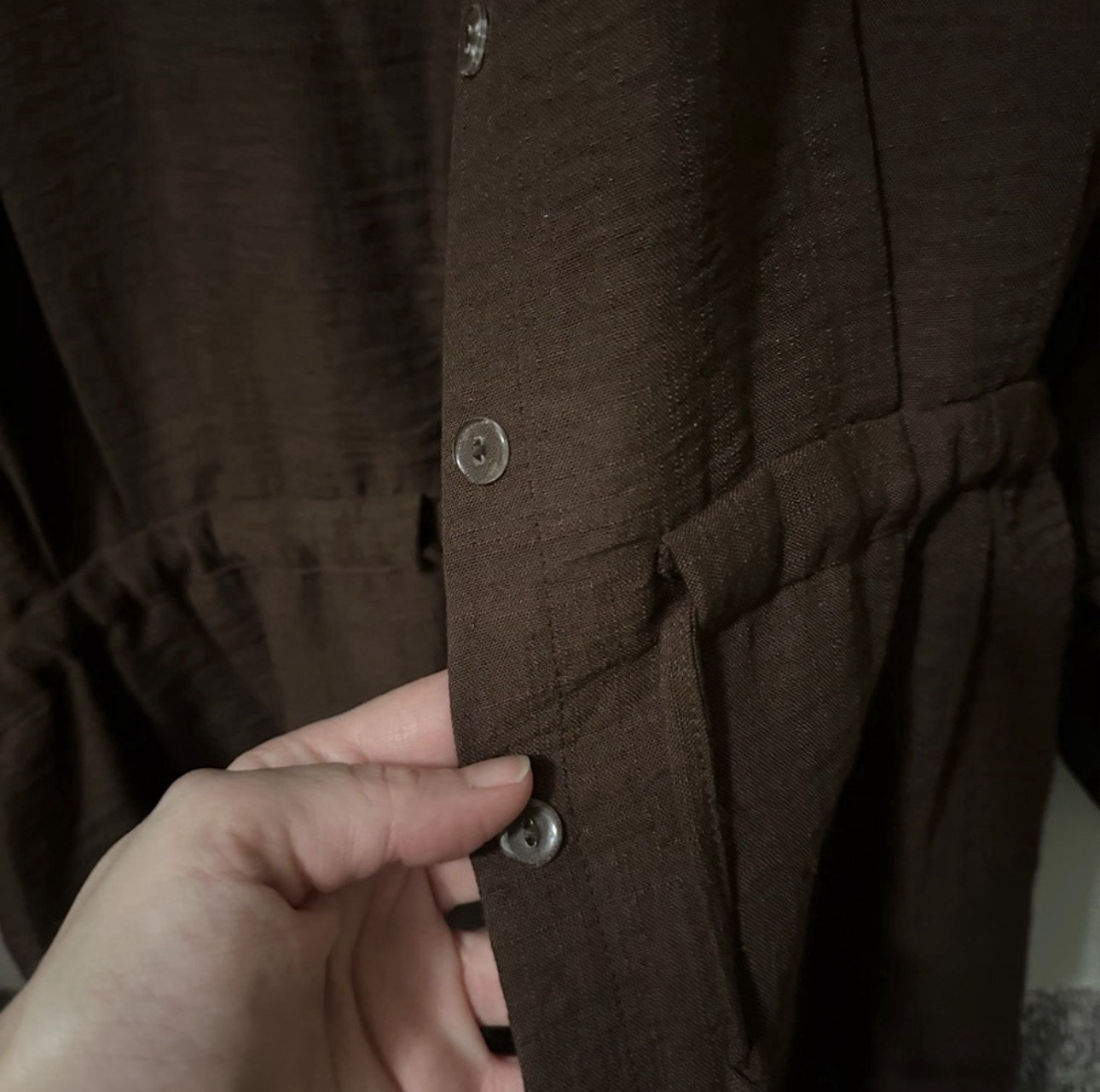 Vikik Brown Collared Button-Down Drawstring Tunic… - image 7