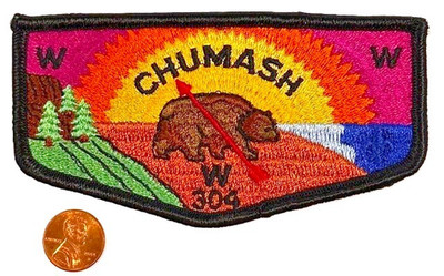 BOY SCOUT BSA OA CHUMASH 304 90 SANTA LUCIA CA S18 ORDEAL SERVICE FLAP TED MINT!