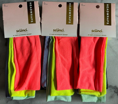 3 Scunci Elevated Basics 2 Inch Wide Multicolor Headwraps 5 Headbands Ea