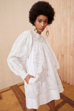 Ulla Johnson Women's Bianca Gingham Checks Floral Embroidered Short Dress S 0