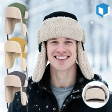 Unisex Russian Aviator Trapper Hat with Ear Flaps Windproof Outdoor Winter Warm
