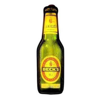 Vintage Beck's Beer Lighted Sign 26'' Bottle Light Up Wall Bar Sign Man Cave 80s