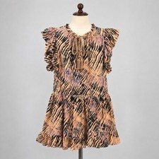 Ulla Johnson Dress P Multicolor Animal Print Short Flutter Lina Cover Up Mini