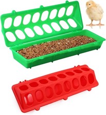 2 Pack Chick Feeder Waterer 16 Holes Chicken Feeder No Waste Poultry Feeder