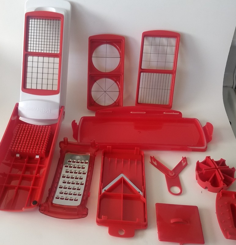 Betterware Cutters  Grater Slicer Plastic White/Red Kitchen Set