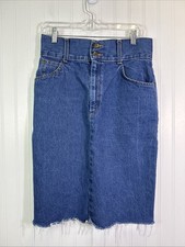 VTG 80s Stuffed Shirt Jeanswear Denim Midi Skirt Made USA High Waist Pencil S
