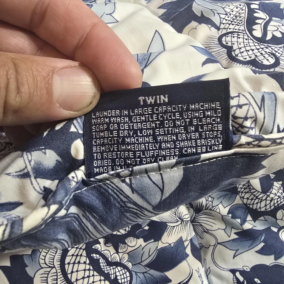 Vintage Ralph Lauren Home Comforter Twin Blue White Floral Koi Print 80s 90s - Image 4 of 4