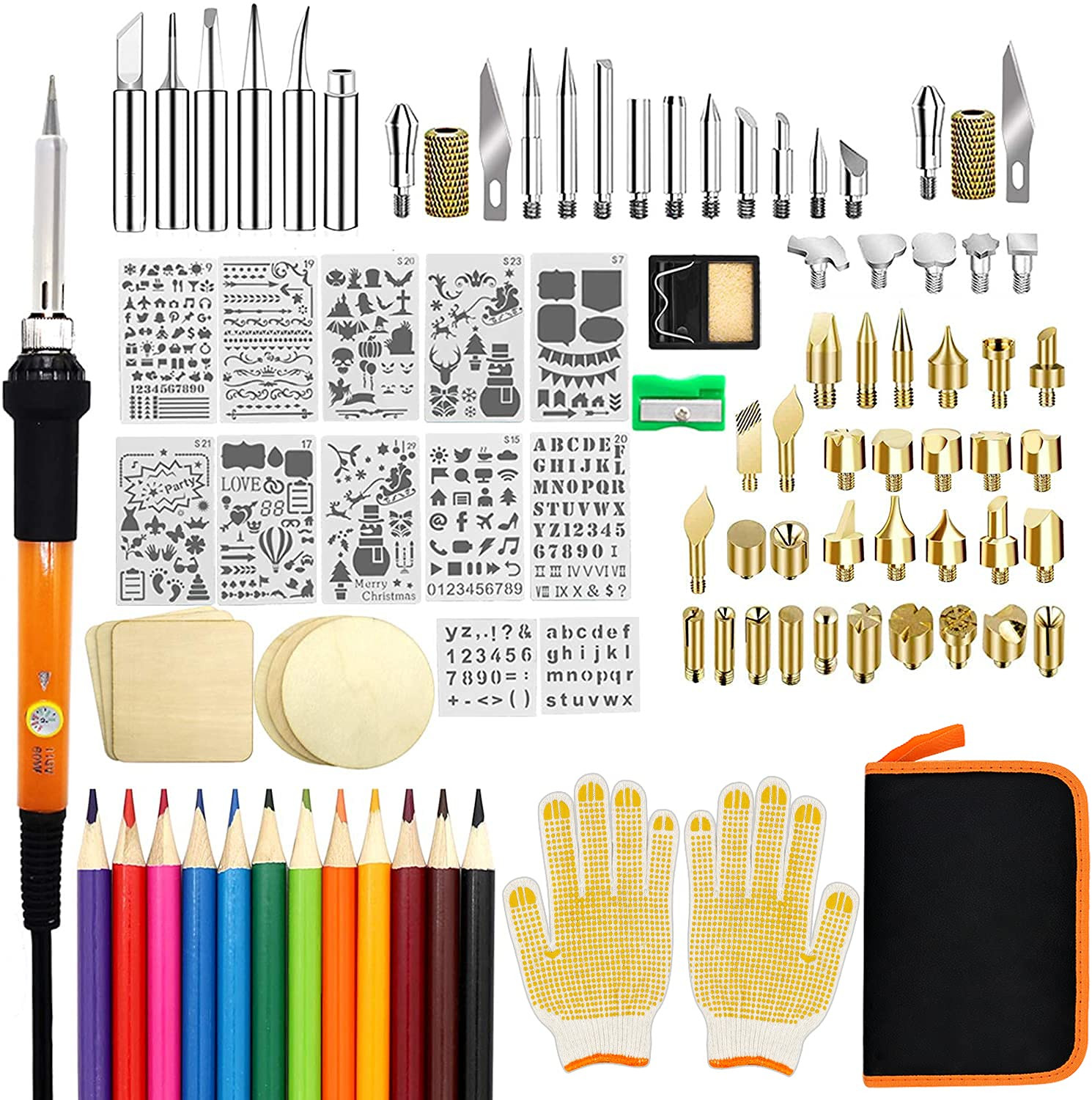 Wood Burning Kit, 110 Pieces Wood Burning Tool with Adjustable Temperature 20...