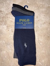 NWT Polo Ralph Lauren 3 Pack Navy Blue Gray Black Trouser Dress Socks 6-12.5