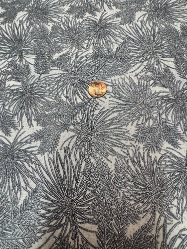 Silver Metallic Pine Needle Fabric one  17 x 20 inch piece 100% Cotton Free Ship - Picture 4 of 10
