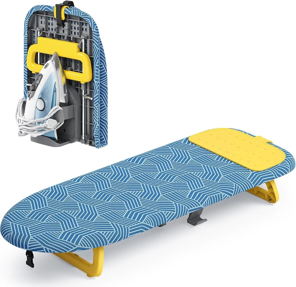Tabletop Ironing Board Small Foldable Ironing Board with Iron Holder Blue - Image 3 of 4
