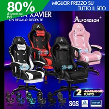 ALFORDSON Sedia Gaming Massaggio Sedia da Ufficio con Poggiapiedi