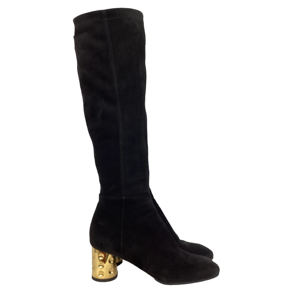 Louis Vuitton Zipped Over-The-Knee Boots In Suede Women Black Size 36