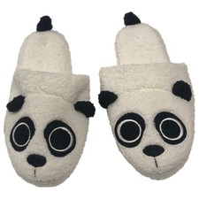 Womens Plush Fuzzy White Panda Bear Slippers Suffs