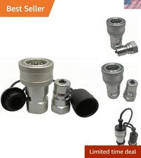 Reliable 3/8" NPT Quick Connect Coupling with Poppet Valves - Dust Caps Included