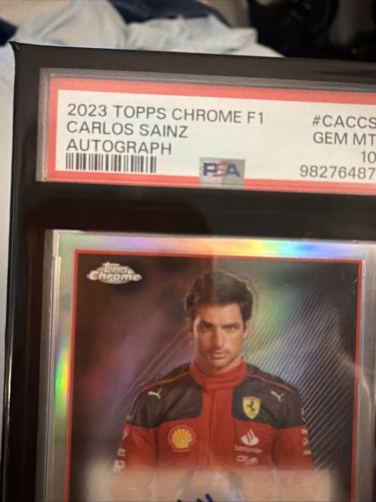 2023 Topps Chrome formula 1 F1 Carlos Sainz Refractor Auto PSA 10🔥📈📈🔥AUTO view 3