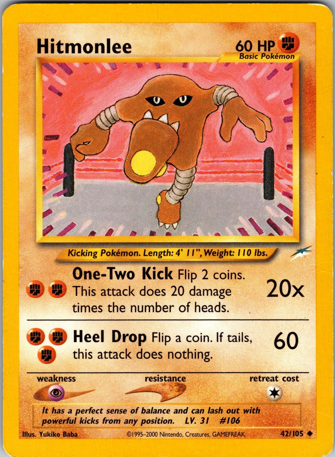 Hitmonlee Unlimited Uncommon Neo Destiny 042/105 HP